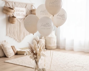 Neutral Baby Shower Hello Little One 12" Latex Balloons Pack of 5