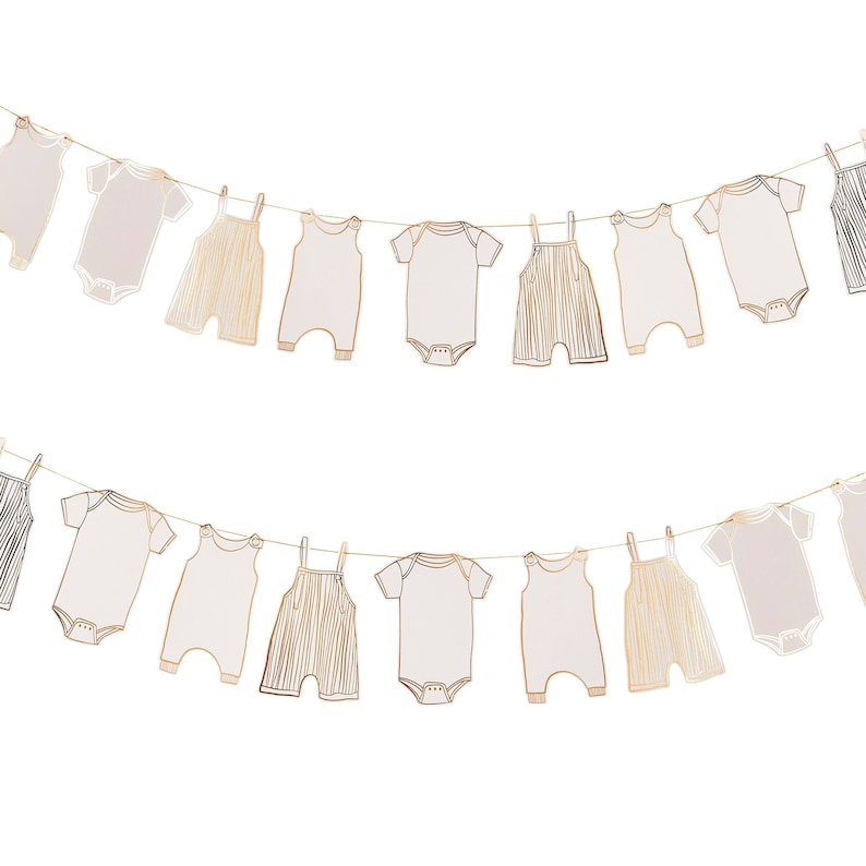 Girlande mit Goldfolie: Neutrale Babyparty Dekoration Bild 5