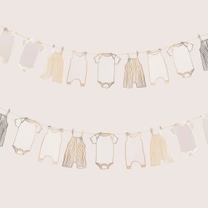Girlande mit Goldfolie: Neutrale Babyparty Dekoration Bild 3