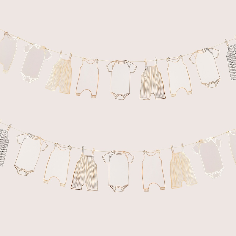 Girlande mit Goldfolie: Neutrale Babyparty Dekoration Bild 3