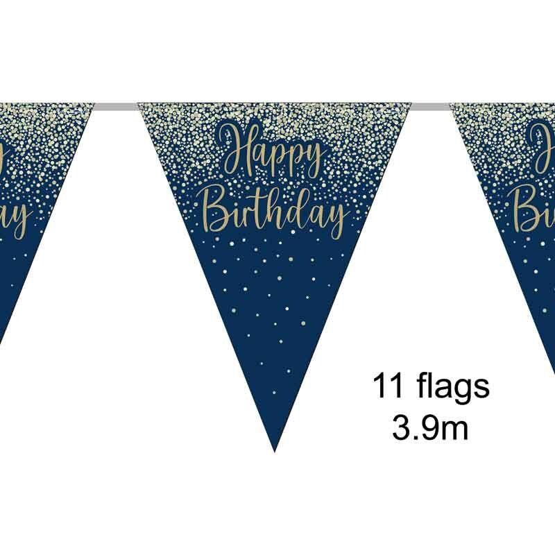VINFUTUR Happy Birthday Banner Zilver Metallic Bunting Banner
