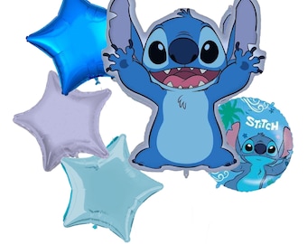 Bukiet balonów Stitch, artykuły imprezowe Stitch, dekoracje urodzinowe dla dzieci