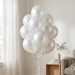 Metallic Pearl White Latex Balloons, Party Decoration Set of 10