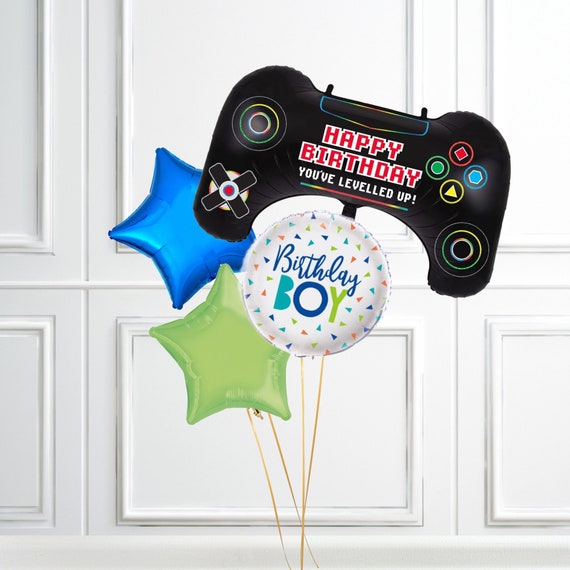 YianHien Decorazione Compleanno Videogioco Palloncini, Palloncino XXL Controller Gaming, Decorazione Festa Tema Gamer, Set Palloncini Compleanno Bambino con Decorazione Torta & Banner (7 anni