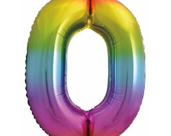 40 Inch Standing Rainbow Foil Number Balloon - Large Helium Balloon For Birthday Party Decorations