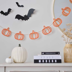 Orange Wooden Pumpkin Halloween Bunting, Halloween Party Supplies, Pumpkin Decor, Halloween Backdrop, Halloween Decoration, Halloween Banner