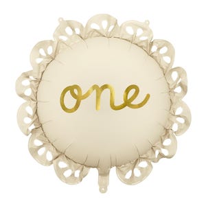 Foil Lozenge Balloon with Ruffle and &quot;One&quot; | 1st Birthday Party Balloon Decoration