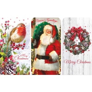3 North Pole Polybag Traditionelle Geldbörse, Weihnachtsgeldbörsen, Weihnachtsgeldhalterkarten mit Umschlägen, Weihnachtsgeschenk für Kinder