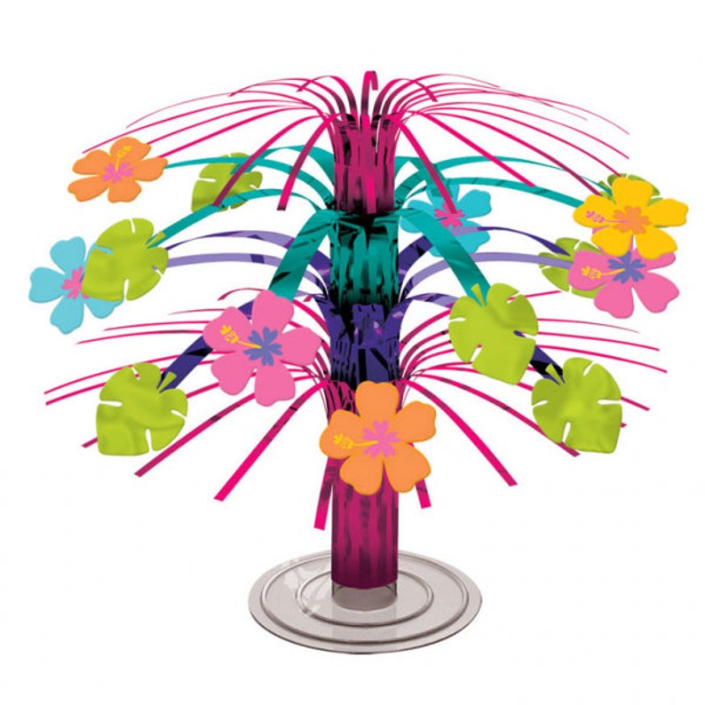 Hawaiian Party Decor Hawaiian Hibiscus Mini Foil Cascade Centrepieces Summer Party Decorations Tropical Party Decor Party Decorations
