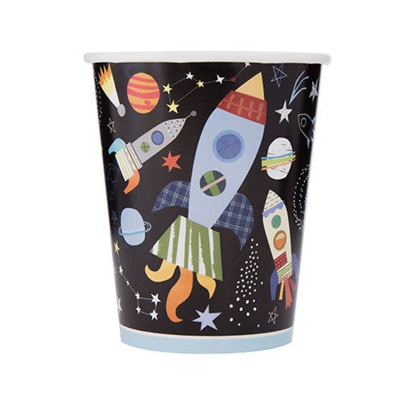 Outer Space Party Cups, Rocket Birthday, Set of 8