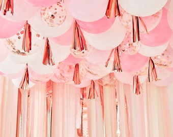 Ceiling Balloons, Rose Gold Ceiling Balloons With Tassels, Wedding  Decorations, Baby Shower Decor, Birthday Party Balloons, Hen Party Decor 