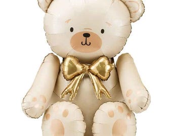 Foil Bear Balloon, Standing Bear Balloon, Baby Shower Balloons , Air Fill Only, Teddy Bear First Birthday Party Decoration, Nursery Decor
