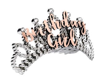 Tiara in oro rosa per festeggiata, accessorio per feste, corona per feste di compleanno, idee regalo per compleanno, cerchietto per compleanno