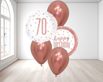 70th Birthday Balloons, Rose Gold 70th Birthday Decorations, 70th Birthday Party Balloon Centerpiece, Happy 70th Birthday, Birthday Balloons