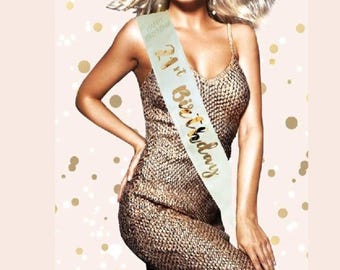 Happy 21st Birthday Sash | Cream and Rose Gold 21st Birthday Sash | Party Accessory | Elegant 21st Birthday | Photo Props