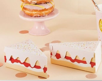 Cake Slice Favor Boxes, Birthday Party Supplies (Set of 10)