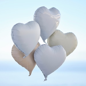 Neutral Heart Balloons, Cream, Taupe, Grey, White, Party Decorations