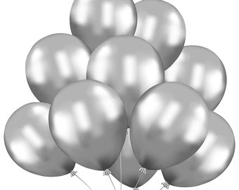 10 Silver Balloons, 11" Silver Balloons, Silver Latex Balloons, Party Decor, Birthday Party Decor, Silver Party Balloons, Party Balloons