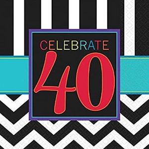 40th Birthday Party Napkins, 40th Birthday Decorations, Party Tableware, 40th Birthday Party, Party Napkins, Fortieth Birthday Party