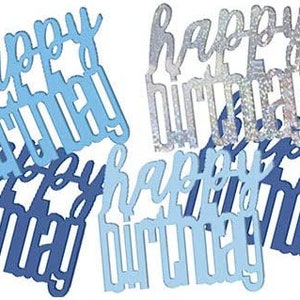 Blue Metallic Glitz Birthday Party Confetti, Table Decorations, Table Confetti, Boys Birthday Party, Blue Prismatic Birthday Confetti