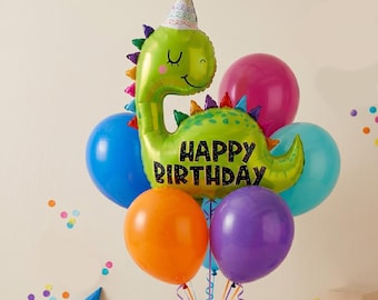 Groene dinosaurus gelukkige verjaardag ballonboeket