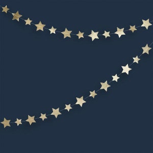 Gold Star Garland 4M, Gold Christmas Decorations, Gold Party Decorations, New Year's Eve, Baby Shower Decorations, Birthday Party Decor
