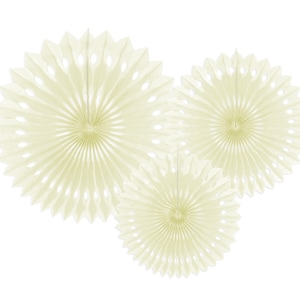3 rosette di carta velina color crema chiaro, decorazioni da parete per feste, decorazioni da appendere color crema per feste, decorazioni per feste di Natale, decorazioni per compleanni