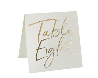 12 Gold Foiled Table Numbers, Gold Wedding Table Numbers 1 - 12, Gold Wedding, Table Number Tent Cards, Wedding Table Decorations