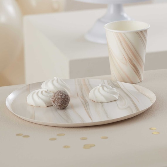 8 piatti di carta di marmo naturale, stoviglie per feste di