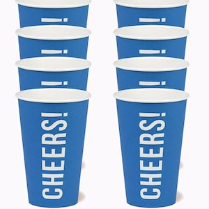 8 Blue Paper Party Cups, Home Recyclable, Eco-Friendly Party Cups, Paper Drink Cups, Ideal for Beer Pong, BBQ, Celebration Party Cups