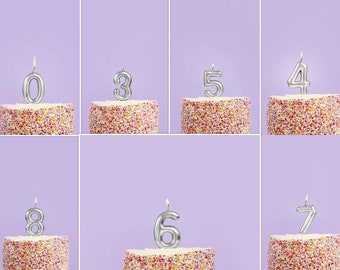 Silver Number Birthday Candle, Party Cake Decoration
