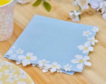 16 Daisy Blue Floral Party Napkins Birthday Party Wedding Bridal Shower Hen Party Napkins Summer Party Baby Shower Mothers Day Napkins