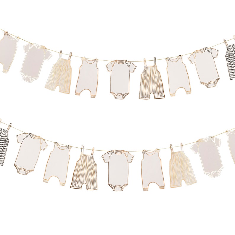 Girlande mit Goldfolie: Neutrale Babyparty Dekoration Bild 2