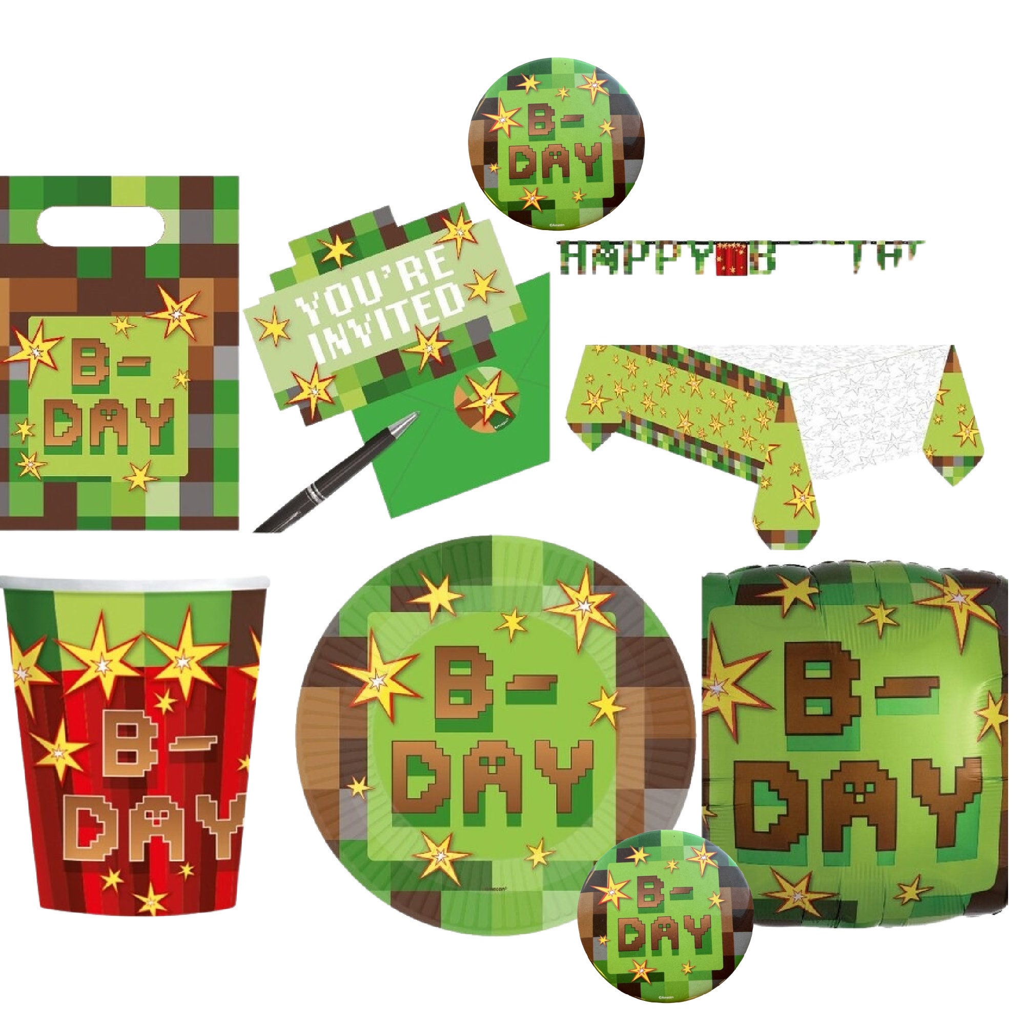 Pixel Gaming Birthday Party Kit