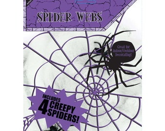 Kleines Spinnennetz 35g (Enthält 4 Spinnen), Halloween-Dekoration, Spinnennetz, Halloween-Dekor, Halloween-Dekor, Halloween-Party-Dekor