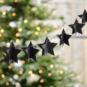 Black 3D Star Christmas Bunting, Star Bunting, Modern Contemporary Christmas Decor, Festive Decor, Star Garland, Christmas Decorations