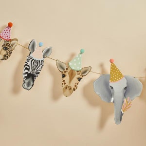 Party Animals Garland, Safari Party Decoration, Jungle Animals Party Bunting, Wild One Party, Birthday Party Decorations, Zoo Animal Party