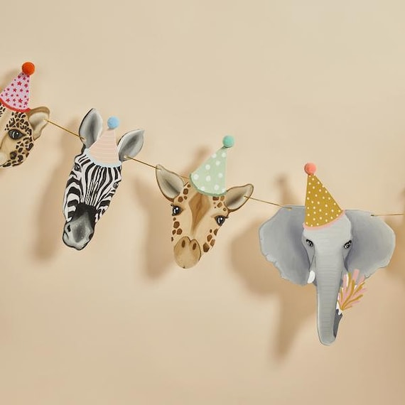 Safari Animal Garland, Jungle Party Decor, Birthday Bunting