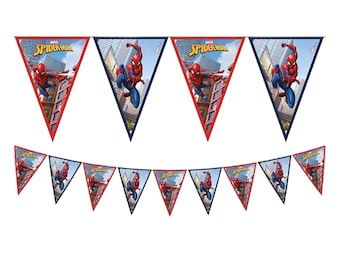 Spiderman Crime Fighter Triangle Flag Banner, Superhero Birthday Party Decorations, Spider Man Birthday Bunting