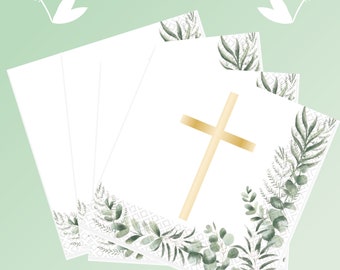 20 Botanische Cross Papieren Servetten, Heilige Communie Papieren Servetten, Doop Papieren Servetten, Eerste Heilige Communie Decor, Doop Decor