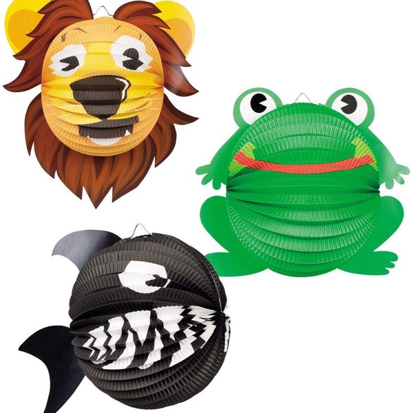 Animal Paper Lantern, Party Animal Decorations, Lion, Frog, Shark Paper Lantern, Kids Birthday Party, Safari, Animal, Under the Water Party
