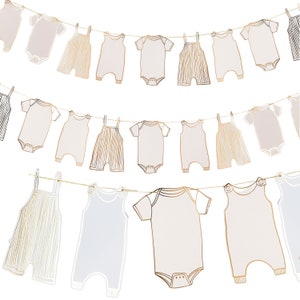 Neutral Baby Shower Garland, Gold Foiled Baby Grow Garland, Welcome Baby, New Baby Party, Baby Girl, Baby Boy Party