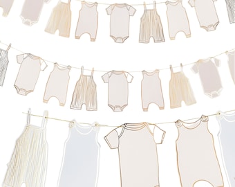 Gold Foiled Baby Grow Garland: Neutral Baby Shower Decor
