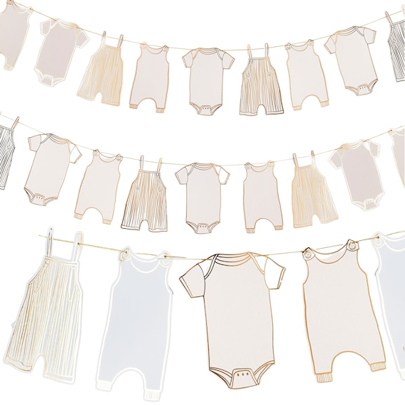 Gold Foiled Baby Grow Garland: Neutral Baby Shower Decor