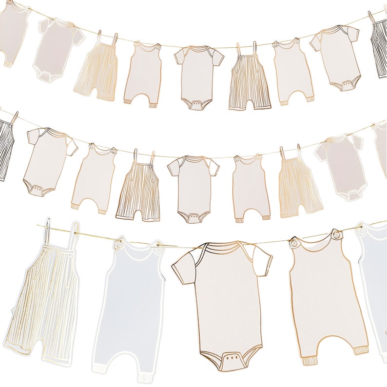 Girlande mit Goldfolie: Neutrale Babyparty Dekoration Bild 1