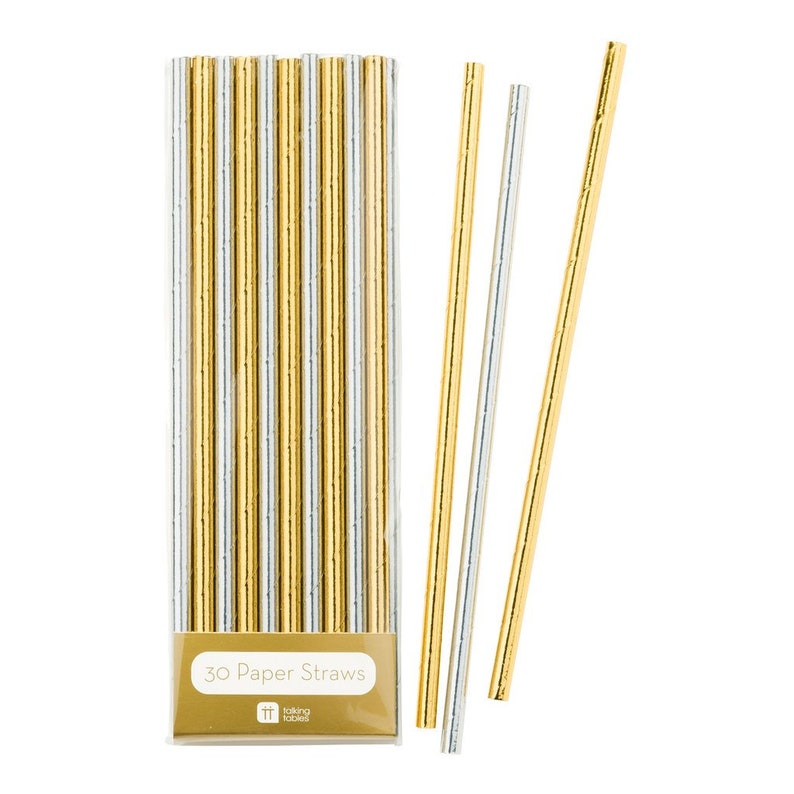 30 Metallics Gold & Silver Foil Straws, Gold and Silver Party Paper Straws, Drinking Straws, Party Decorations, Birthday Party, Wedding zdjęcie 2