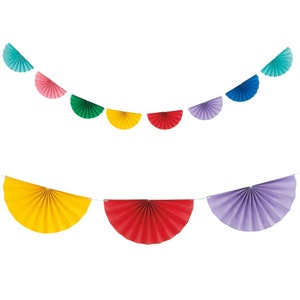 Colourful Scalloped Paper Fan Garland - 2.4m, Rainbow Party Decorations, Birthday Party Decorations, Wedding Decorations, Baby Shower Decor