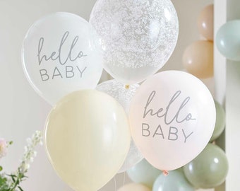 5 Hello Baby Blumen Babyparty Ballon Set, Babyparty Dekorationen, Neue Baby Party Ballons, Gender Reveal, Mädchen Baby Shower Decor