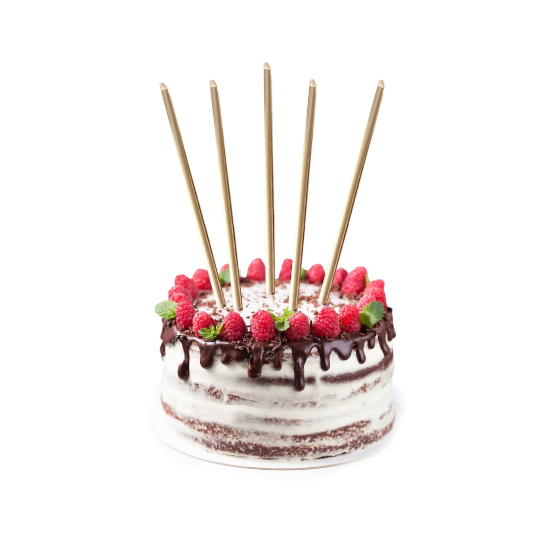 10 Gold Tall Candles Birthday Candles Gold Birthday Cake Etsy