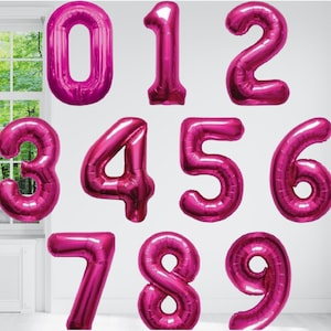 Hot Pink Foil Giant 34&quot; (86 cm) Number Balloon,  Foil Balloon, 1&#39;st Birthday Balloon, Birthday Balloons, Big Number Balloons, Helium Balloon